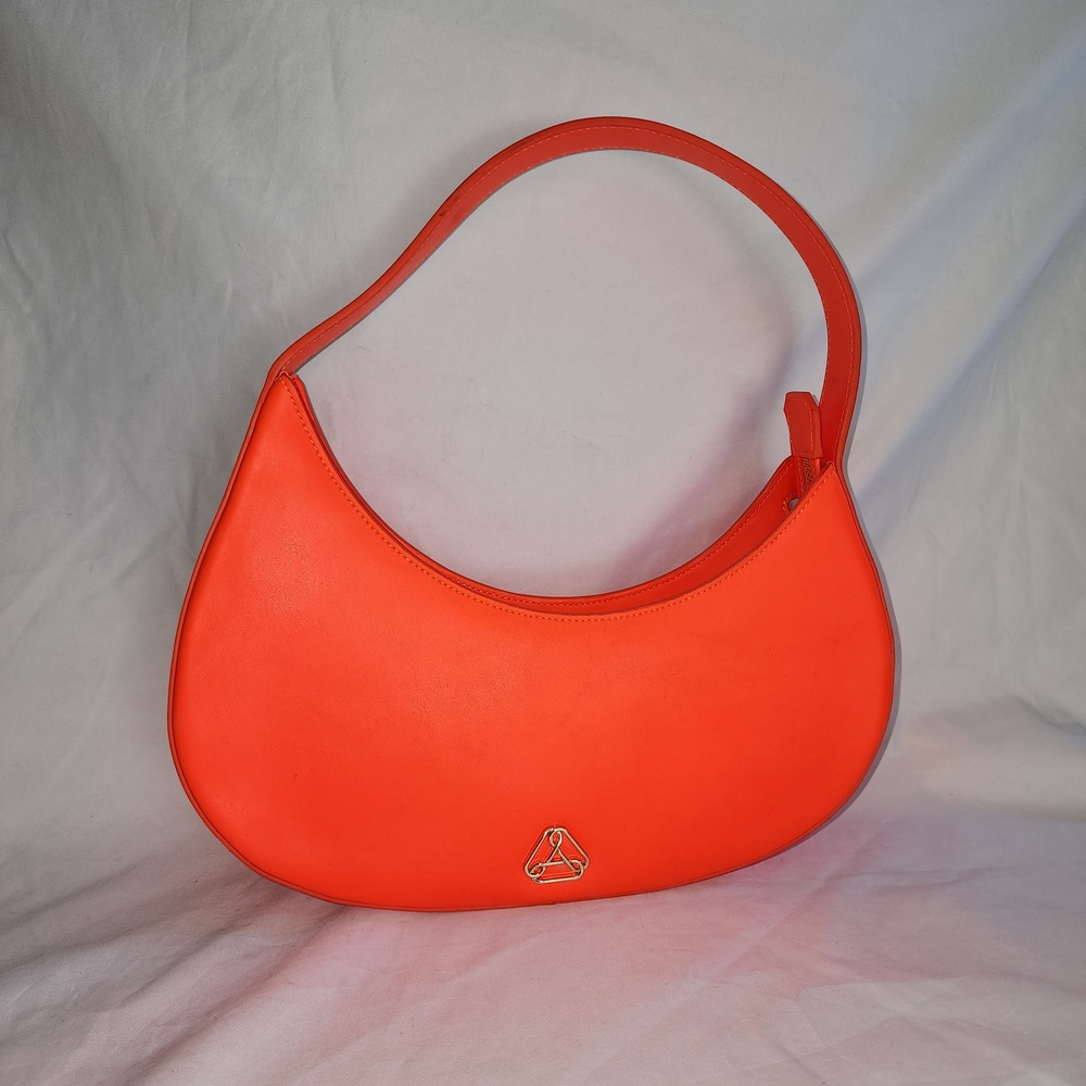 Orange Crescent Shoulder Bag with Triangular Logo